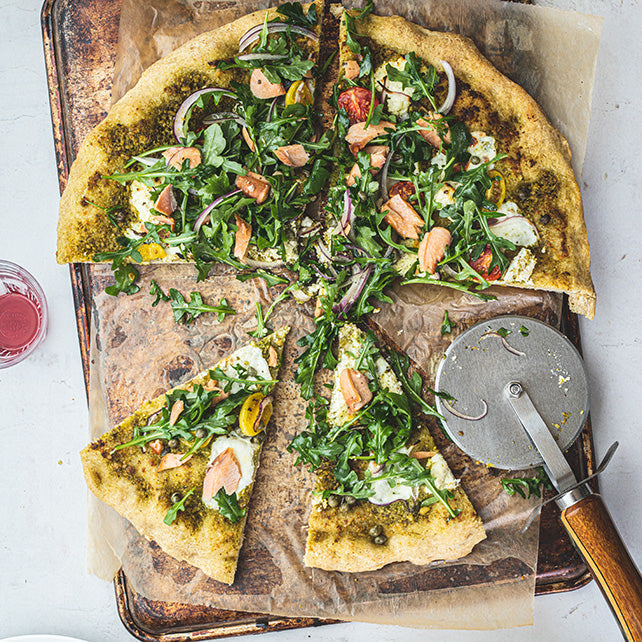 Smoked Salmon Pesto Pizza A Recipe from “The Salmon Sisters: Harvest & Heritage”