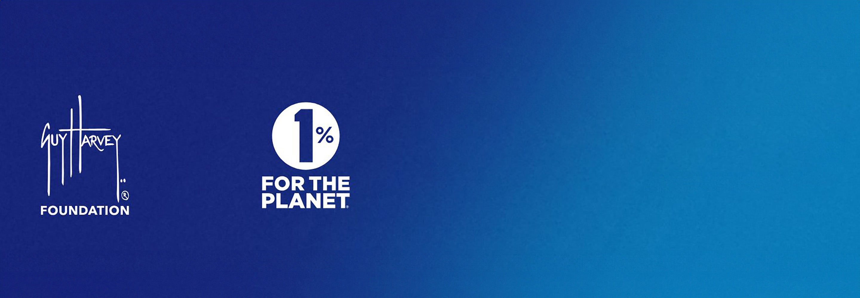 Two logos on a blue background, one for the Art Harvey Foundation and the other for 1% for the Planet.
