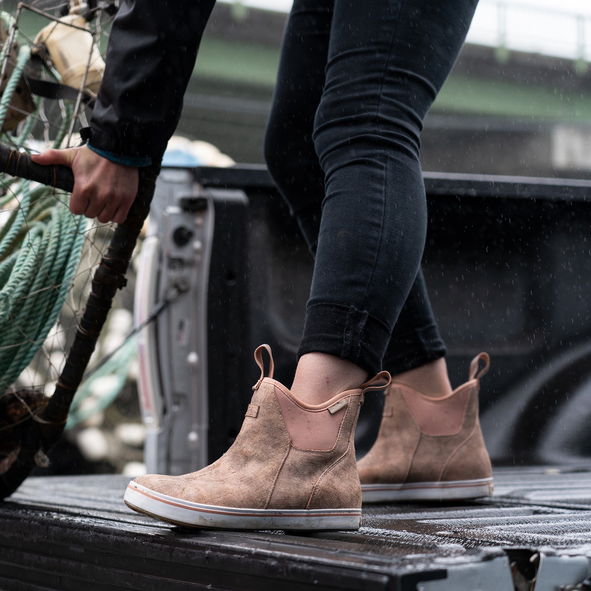 Women's Leather Ankle Deck Boot